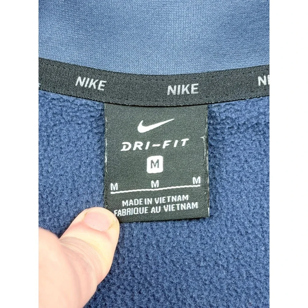 Nike Dri-FIT Quarter Zip Pullover Mens Medium Blue Gray Fleece Lined Long Sleeve